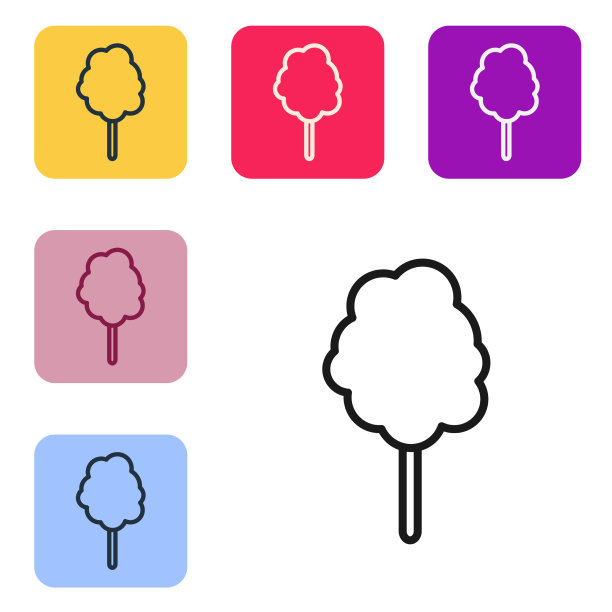 黑色线棉花糖图标孤立在白色图片下载