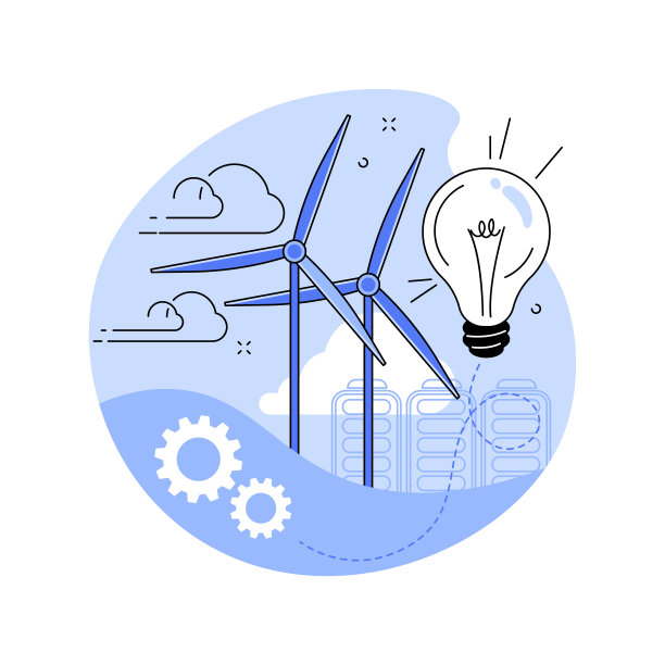 风力发电抽象概念矢量图。图片下载