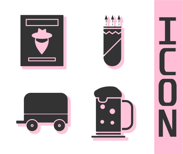 设定木制啤酒杯想要西部海报狂野图片下载