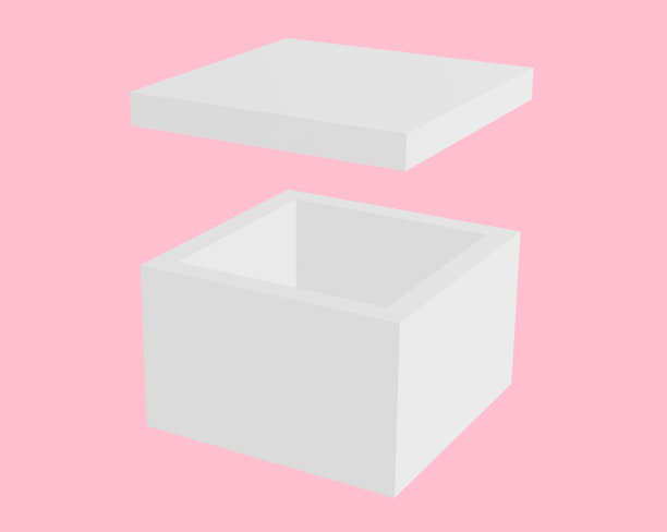 简单的空白纸板打开盒子，3d渲染图片下载