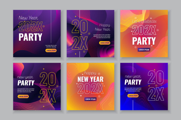 社交媒体发布新年派对模板图片下载