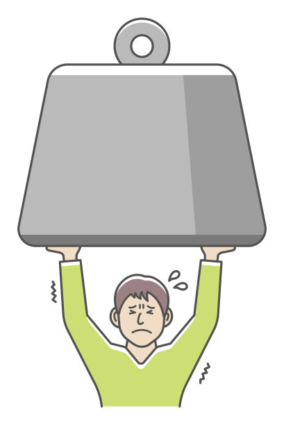 年轻人扛着巨大的重量。矢量插图。图片下载