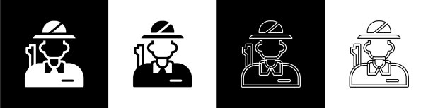 设置猎人图标隔离在黑色和白色图片下载