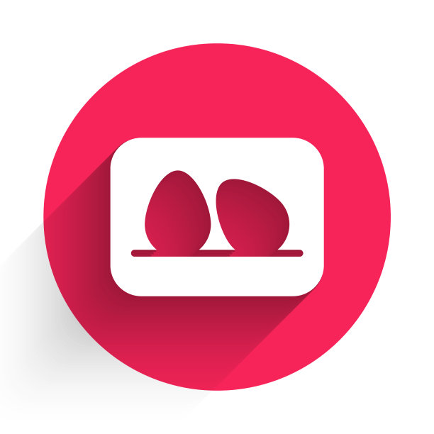 白色鸡蛋图标孤立与长阴影图片下载