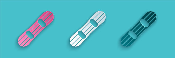 剪纸滑雪板图标孤立在蓝色图片下载