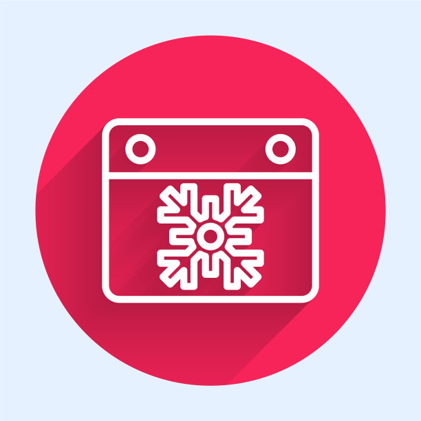 白线日历图标孤立与长阴影图片下载