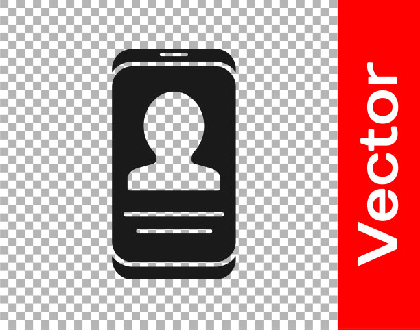 黑色移动与简历图标隔离图片下载