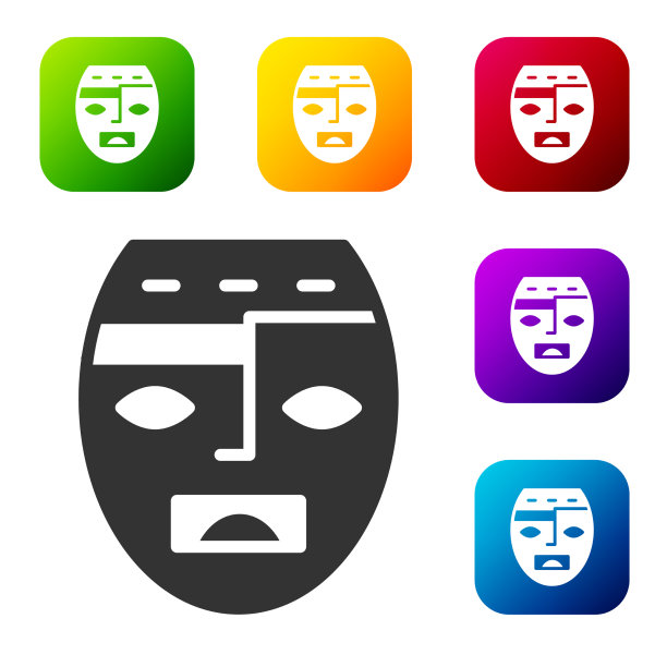 黑色墨西哥玛雅人或阿兹特克面具图标孤立图片下载