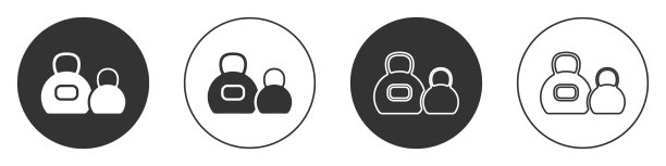 黑色壶铃图标孤立在白色背景上图片下载