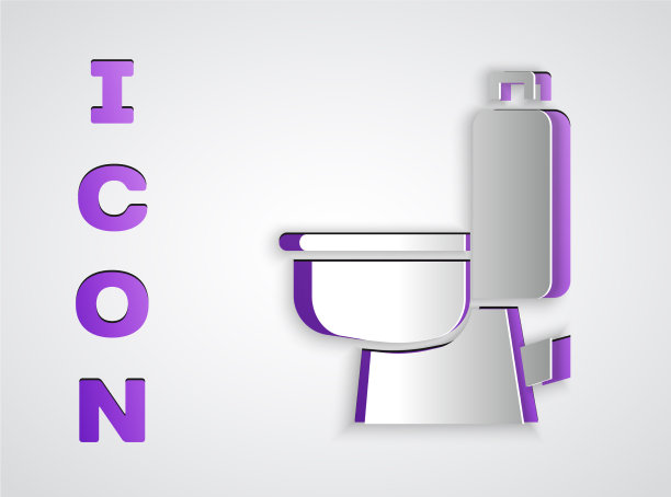 剪纸马桶图标孤立在灰色图片下载