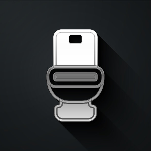 银色马桶图标孤立在黑色上图片下载