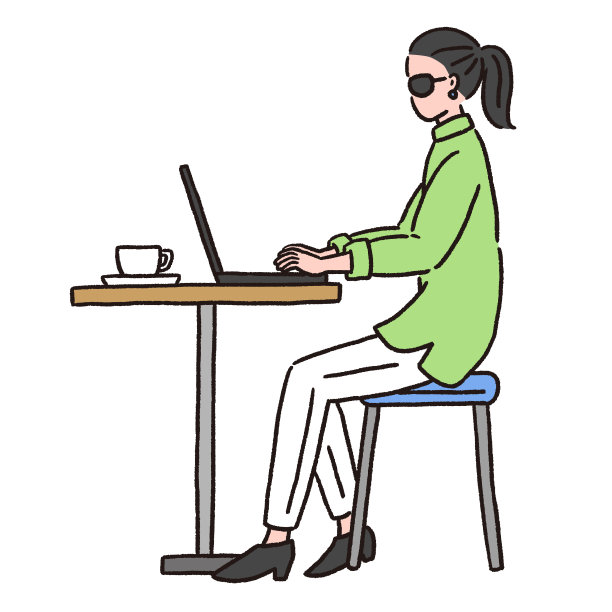 一位年轻的女士在咖啡桌上用电脑工作。图片下载