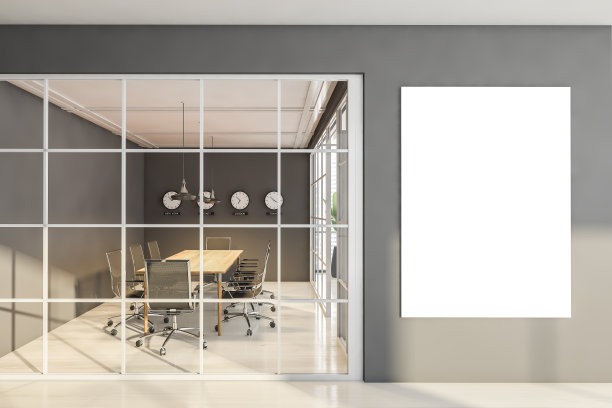 会议室的模型复制空间，办公室的家具和拼花地板图片下载