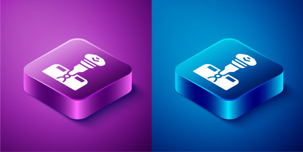 等距飞行员图标隔离在蓝色和紫色图片下载