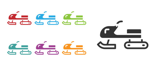 黑色雪地摩托图标孤立在白色背景图片下载