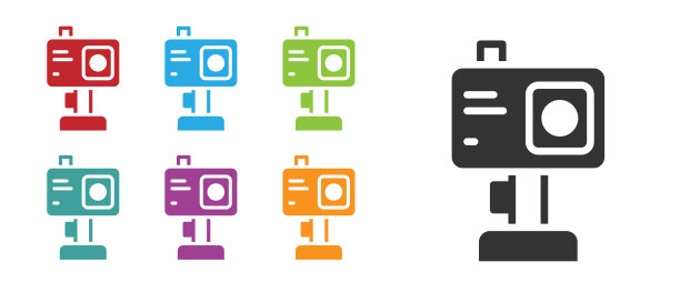 黑色行动极端相机图标孤立在白色图片下载