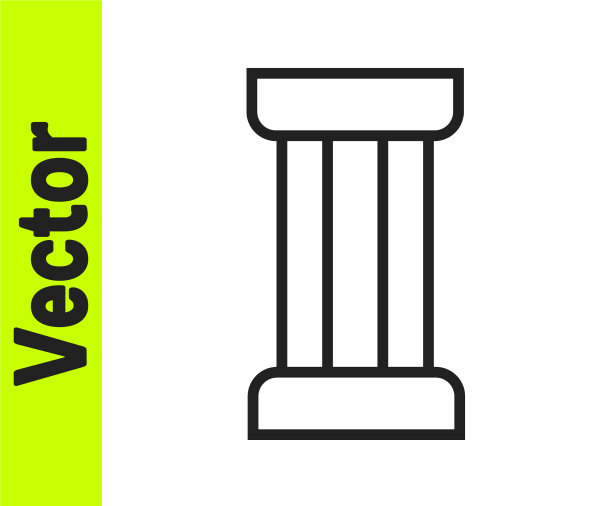 黑线古柱图标孤立在白色上图片下载