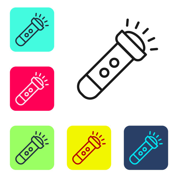 黑线手电筒图标孤立在白色图片下载