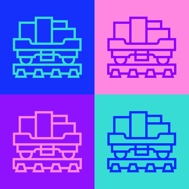 波普艺术线货车货车图标孤立图片下载