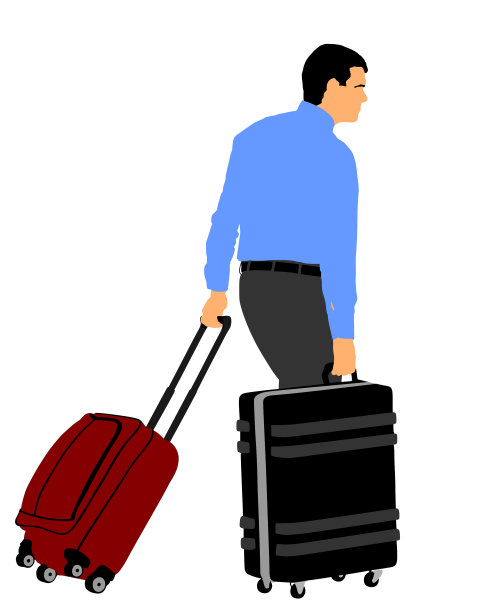 旅行者提着他的滚动行李箱图片下载