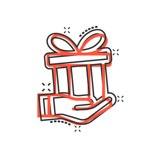 礼品盒图标在漫画风格的目前手上图片下载
