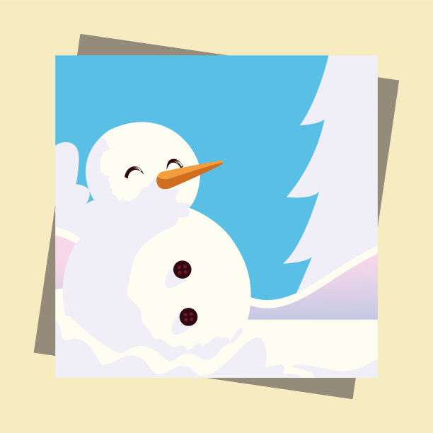 冬季雪人在雪贺卡图片下载