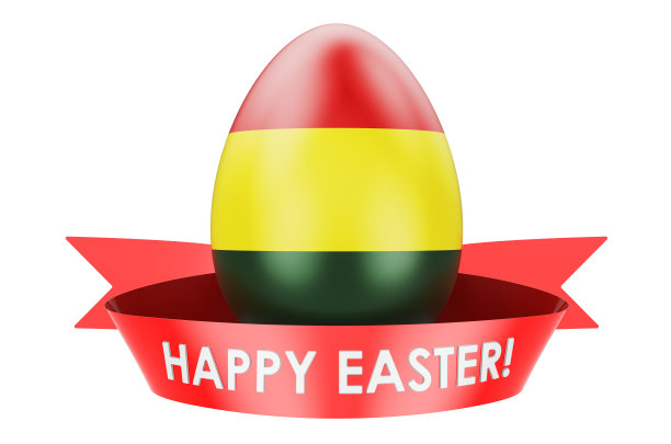 带有玻利维亚国旗的复活节彩蛋。在玻利维亚复活节快乐的概念，3D渲染孤立的白色背景图片下载
