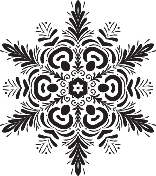 雪花曼荼罗单色图片下载