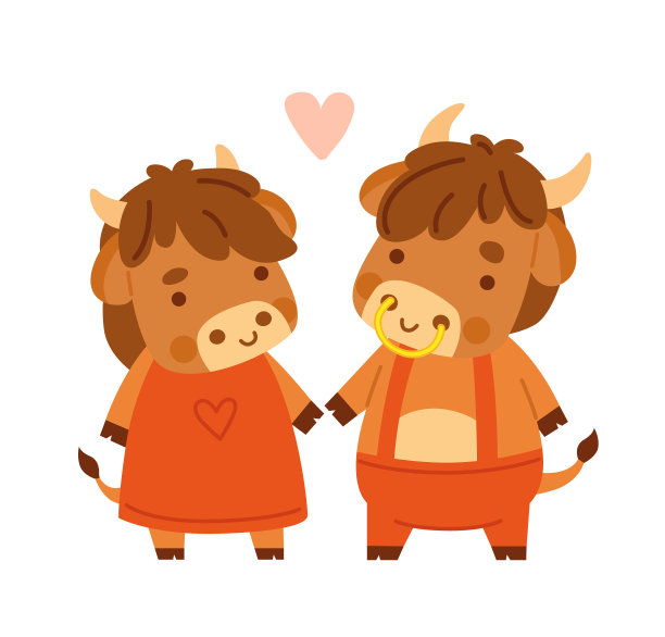 可爱的牛和可爱的小牛2021生肖图片下载