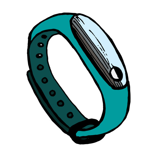 彩色数字腕表矢量涂鸦图标图片下载