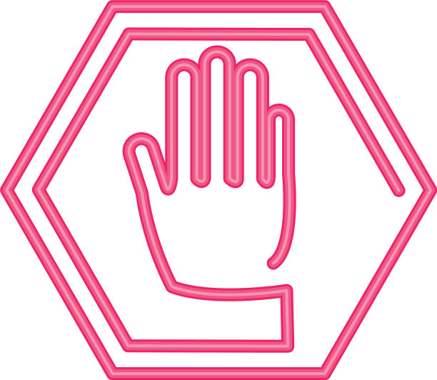 手显示五个手指停止霓虹灯图标上图片下载