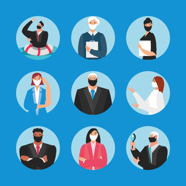 商务人士防护面具图标集图片下载