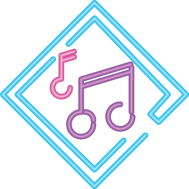 音乐音符霓虹标志图标在白色的背景图片下载