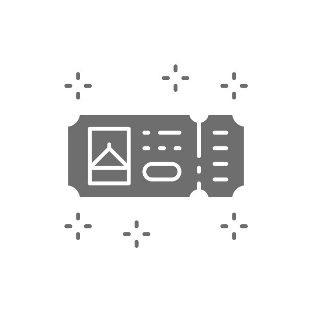 游乐园门票灰色，图标孤立在白色图片下载