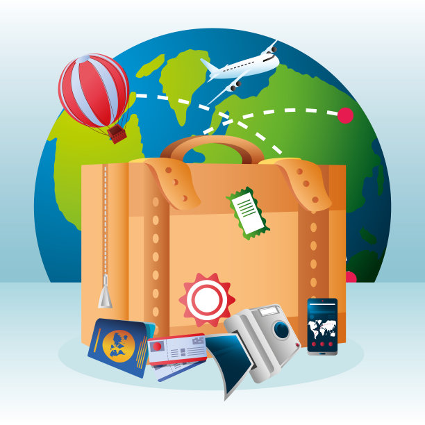 旅行度假世界手提箱相机护照图片下载