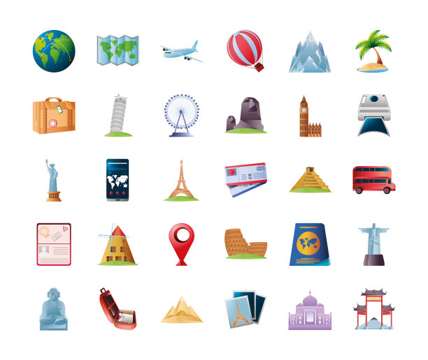 旅游旅游度假探险图标世界地图图片下载