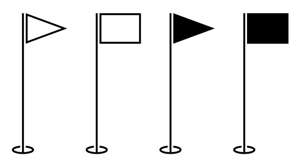 设置图标三角形和结束高尔夫旗图片下载