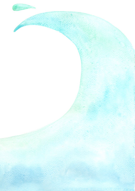 抽象的蓝色海浪水彩手绘背景装饰在暑假和海滩的概念。图片下载