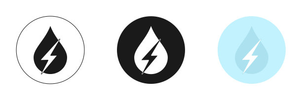 水能源图标设置。生态在一滴水里。替代能源的概念。图片下载