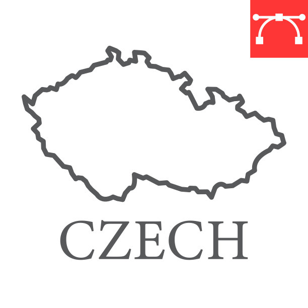 捷克共和国地图线图标图片下载