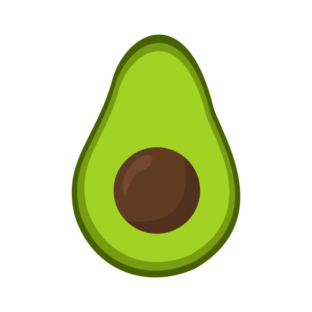卡通鳄梨孤立的白色背景。平面卡通矢量插图。孤立在白色背景上。素食主义的概念图片下载