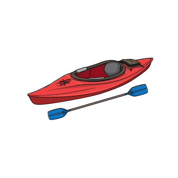 矢量图的独木舟，划艇，帆船，游艇孤立在白色的背景。休闲体育的概念。孩子着色页面。彩色卡通人物剪贴画。图片下载