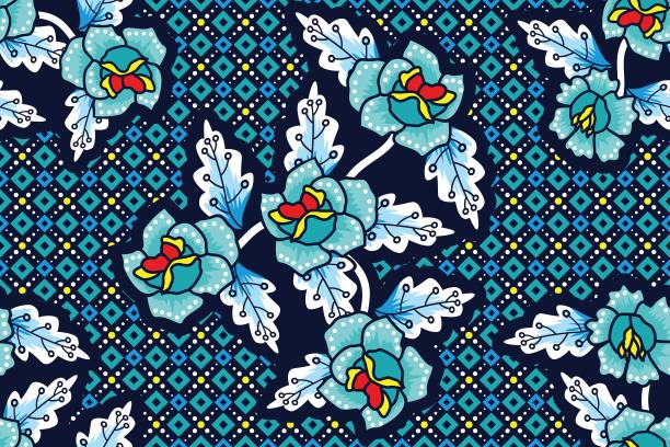 印花蜡染图案矢量插图图片下载