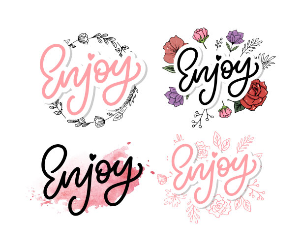 享受口号铭文。贺卡与书法。手绘字体设计。照片叠加。字体为旗帜，海报或服装设计。孤立的向量元素。图片下载