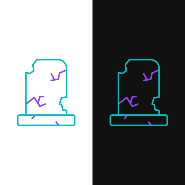线老墓与墓碑图标隔离上图片下载