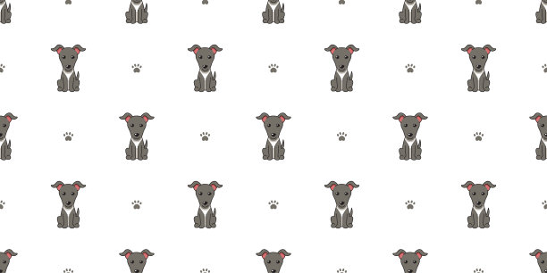 卡通人物灰狗无缝花纹背景图片下载