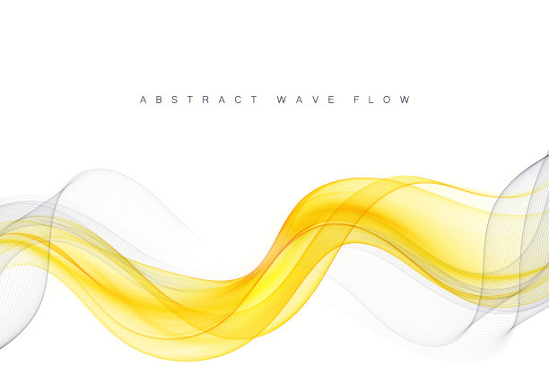 矢量抽象黄色透明波背景。模板手册图片下载