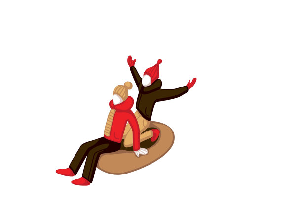 年轻的女人和女孩在雪地里玩得很开心。图片下载