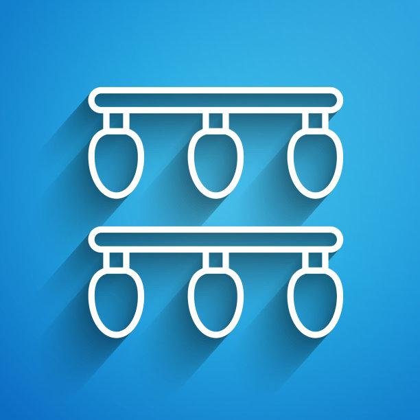 白色线圣诞灯图标孤立在蓝色图片下载