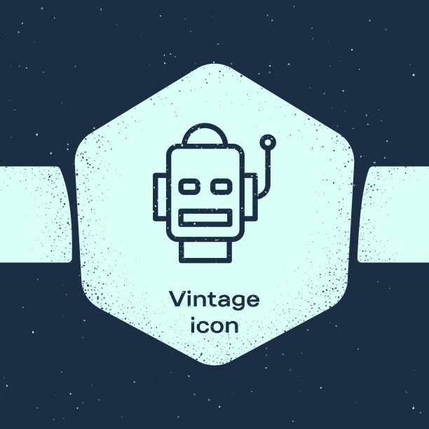 垃圾线机器人图标隔离在蓝色背景图片下载